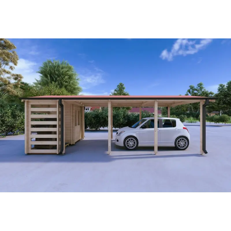 Überdachung aus Holz 24 m², 44mm, linke Seite