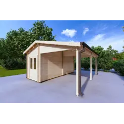 Holzdach 29.33 m², 44mm, Frontansicht rechte Seite