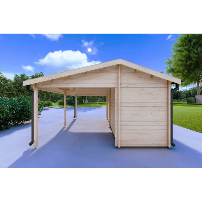 Holzdach 29.33 m², 44mm, Rückansicht