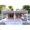 Blockbohlenhaus mit Veranda ALICE 7x6.4, 44mm, Frontansicht