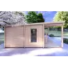 Blockbohlenhaus mit Veranda ALICE 7x6.4, 44mm, linke Seite