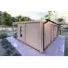 Blockbohlenhaus mit Veranda ALICE 7x6.4, 44mm, Rückansicht