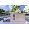 Blockbohlenhaus mit Veranda ALICE 7x6.4, 44mm, rechte Seite