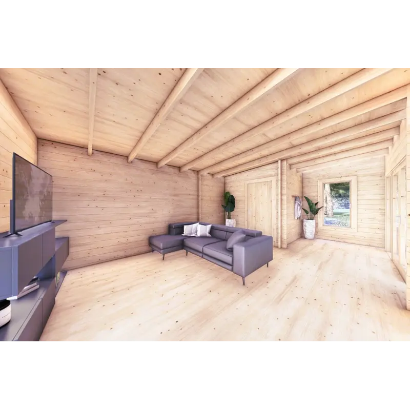 Blockbohlenhaus mit Veranda ALICE 7x6.4, 44mm, Innenansicht