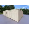 Doppel-Holzgarage mit Pultdach und Abstellraum 9.6x6.4, 44/80/30/40 mm, Frontansicht rechte Seite