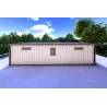 Doppel-Holzgarage mit Pultdach und Abstellraum 9.6x6.4, 44/80/30/40 mm, Rückansicht