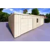 Doppel-Holzgarage mit Pultdach und Abstellraum 9.6x6.4, 44/80/30/40 mm, linke Seite