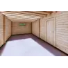 Doppel-Holzgarage mit Pultdach und Abstellraum 9.6x6.4, 44/80/30/40 mm, Innenwände