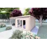 Moderne Gartenhaus ERICA 7x4, 44mm, Frontansicht rechte Seite
