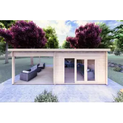 Moderne Gartenhaus ERICA 7x4, 44mm, Frontansicht