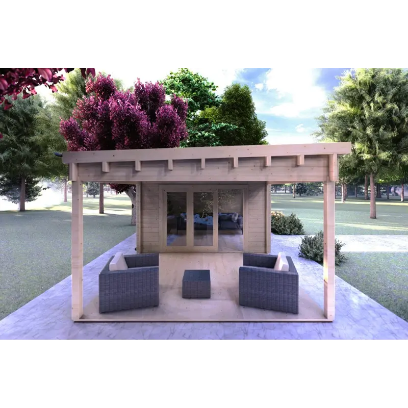 Moderne Gartenhaus ERICA 7x4, 44mm, linke Seite