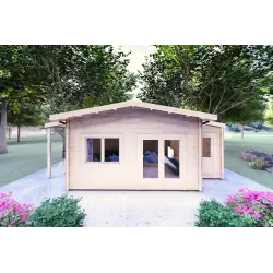 Gartenhaus Holz JASMINE 8x4, 44mm, Frontansicht