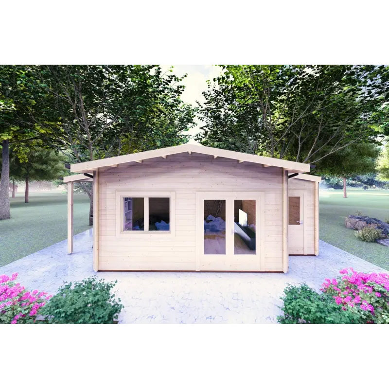 Gartenhaus Holz JASMINE 8x4, 44mm, Frontansicht