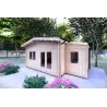 Gartenhaus Holz JASMINE 8x4, 44mm, Frontansicht rechte Seite