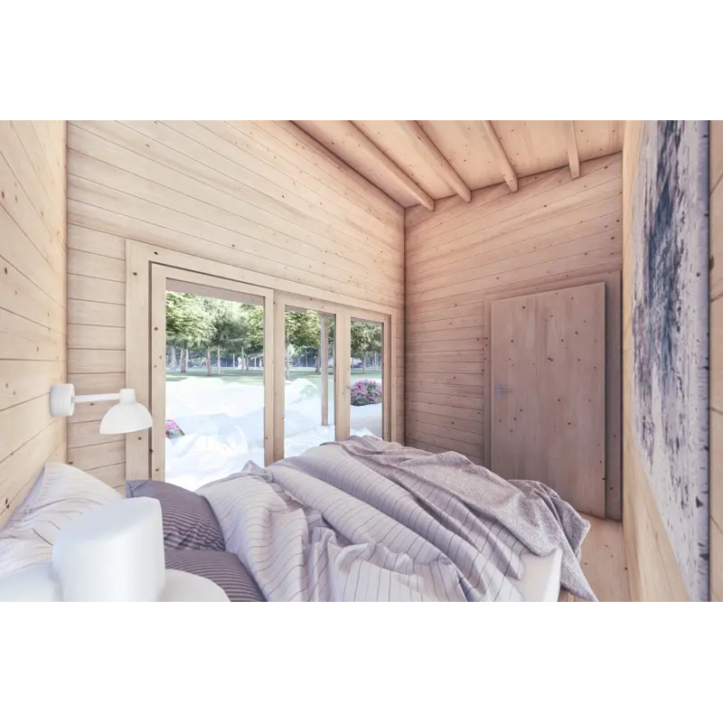 Moderne Holzhaus mit terrasse GIANNA 6.5x5.4, 44mm, Hauptschlafzimmer