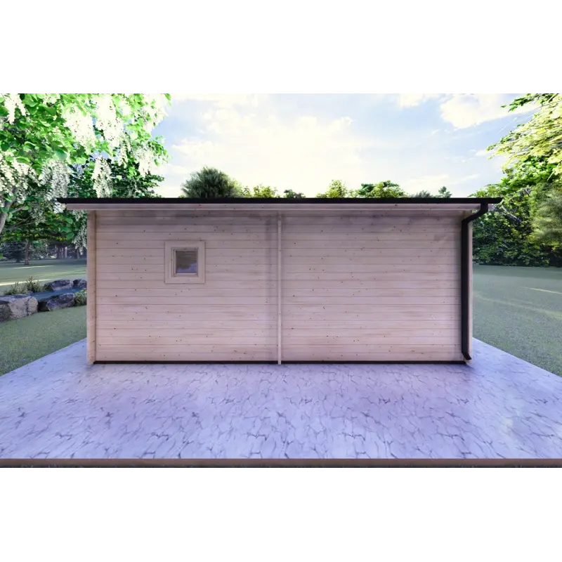 Moderne Holzhaus mit terrasse GIANNA 6.5x5.4, 44mm, Rückansicht