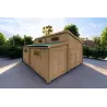 Garage aus Holz als Einzelgarage mit Abstellraum 35 m², 44mm, Frontansicht linke Seite