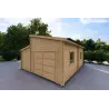 Garage aus Holz als Einzelgarage mit Abstellraum 35 m², 44mm, Frontansicht rechte Seite