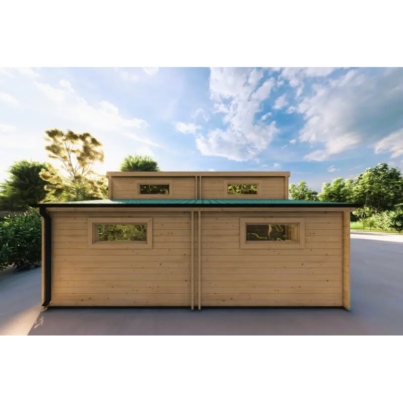 Garage aus Holz als Einzelgarage mit Abstellraum 35 m², 44mm, linke Seite