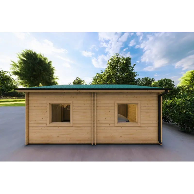 Garage aus Holz als Einzelgarage mit Abstellraum 35 m², 44mm, rechte Seite