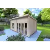Moderne Gartenhaus AFRODITE 6.5x3.5, 44mm, Frontansicht rechte Seite