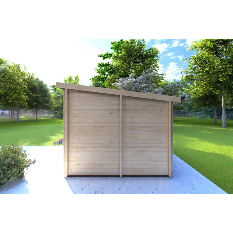 Moderne Gartenhaus AFRODITE 6.5x3.5, 44mm, rechte Seite