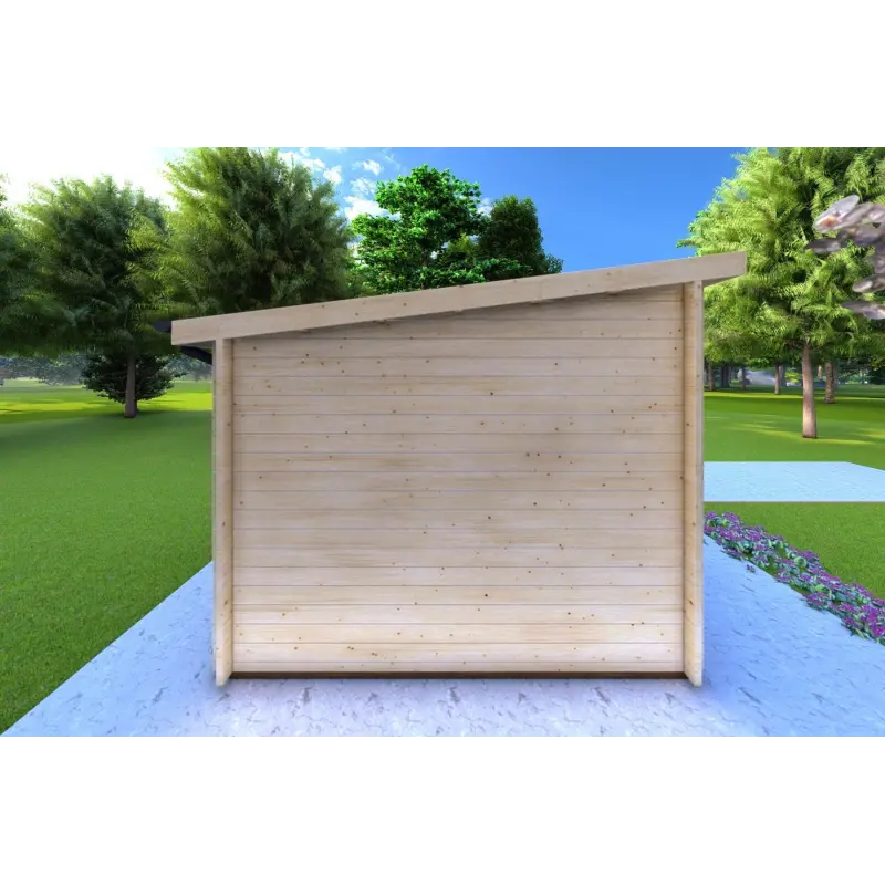 Moderne Gartenhaus AFRODITE 6.5x3.5, 44mm, linke Seite