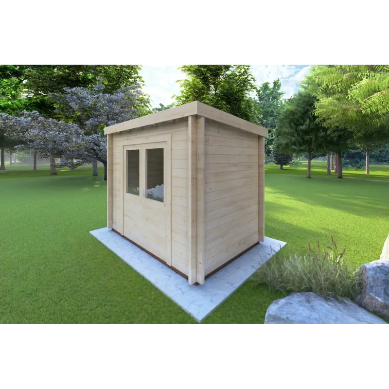 Gartenhaus Holz OLGA 3x2, 44mm, Frontansicht rechte Seite