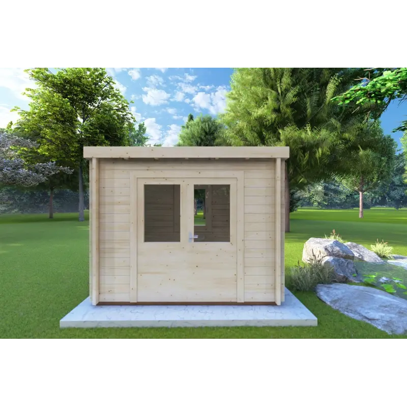 Gartenhaus Holz OLGA 3x2, 44mm, Frontansicht