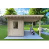 Gartenhaus Holz AMARISSA mit Überdachung 3x4, 44mm, Frontansicht