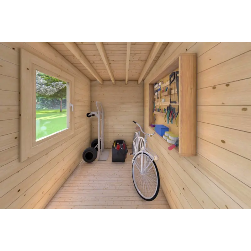 Gartenhaus Holz AMARISSA mit Überdachung 3x4, 44mm, Innenansicht