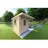 Gartenhaus Holz AMARISSA mit Überdachung 3x4, 44mm, Frontansicht linke Seite