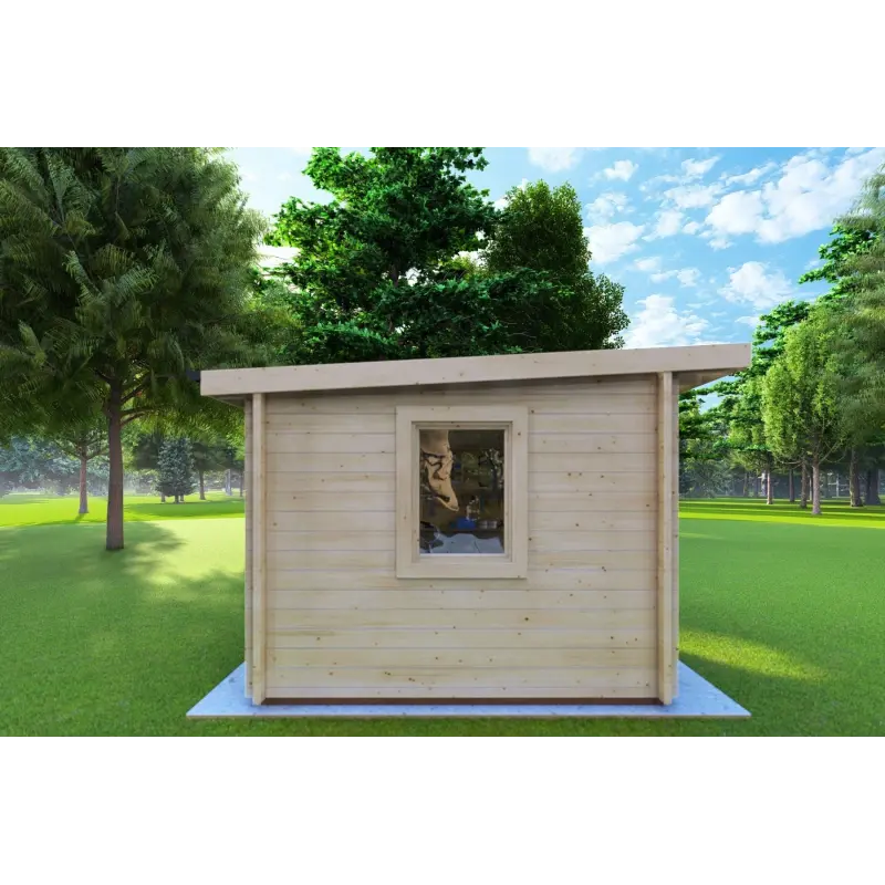 Gartenhaus Holz AMARISSA mit Überdachung 3x4, 44mm, linke Seite