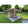 Gartenhaus Holz AMARISSA mit Überdachung 3x4, 44mm, Frontansicht rechte Seite