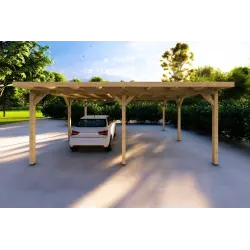 Doppel-Carport aus Holz 6.36x5.75, 36 m², Frontansicht