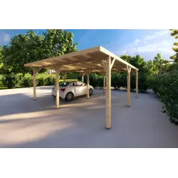 Doppel-Carport aus Holz 6.36x5.75, 36 m², Frontansicht rechte Seite