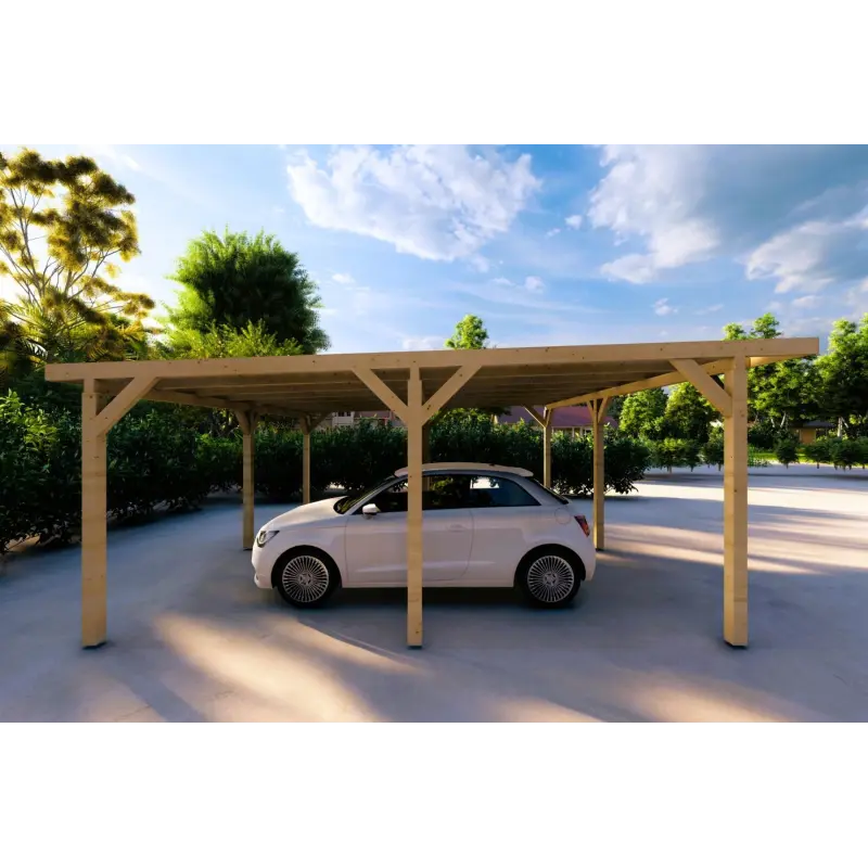 Doppel-Carport aus Holz 6.36x5.75, 36 m², linke Seite