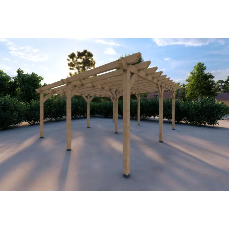 Holzpergola 6x5, Frontansicht linke Seite