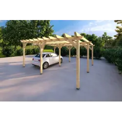 Holzpergola 6x5, Frontansicht rechte Seite
