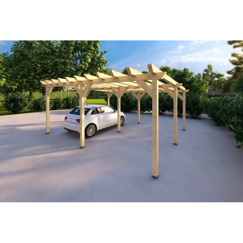 Holzpergola 6x5, Frontansicht rechte Seite