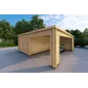 Holzgarage mit Monopitch-Carport 38 m², 44mm, Frontansicht rechte Seite