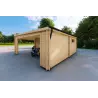 Holzgarage mit Monopitch-Carport 38 m², 44mm, Rückansicht rechts