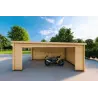 Holzgarage mit Monopitch-Carport 38 m², 44mm, rechte Seite