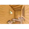 Isolierte Blockbohlenhaus Bianca 40 m², 44/100/44 mm, Innenansicht Bad