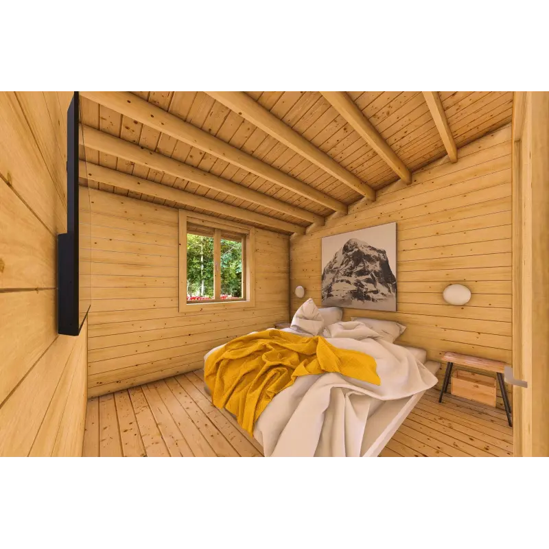 Isolierte Blockbohlenhaus Bianca 40 m², 44/100/44 mm, Hauptschlafzimmer