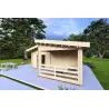 Isolierte Blockbohlenhaus Bianca 40 m², 44/100/44 mm, Frontansicht rechte Seite