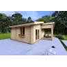 Isolierte Blockbohlenhaus Bianca 40 m², 44/100/44 mm, Frontansicht linke Seite