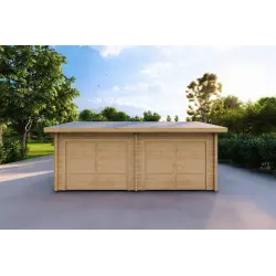 Doppelgarage Holzdach mit Abstellraum 6x8, 60mm, Frontansicht