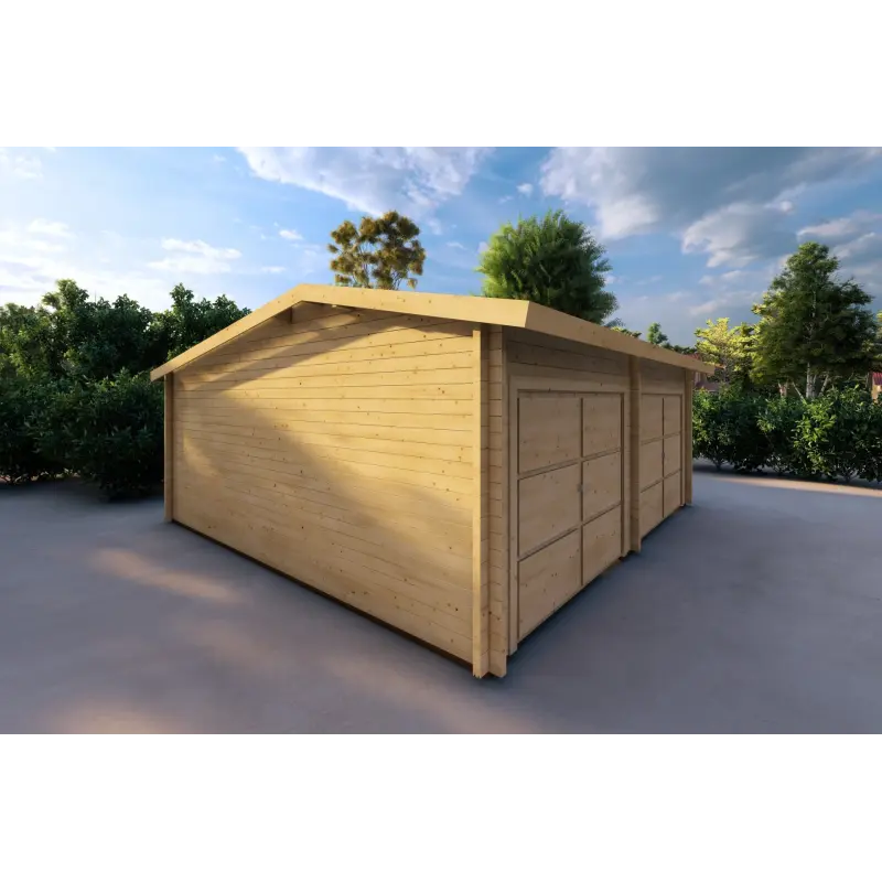 Doppelgarage Holzdach mit Abstellraum 6x8, 60mm, linke Seite