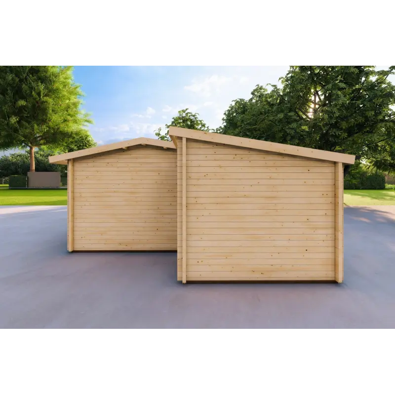 Doppelgarage Holzdach mit Abstellraum 6x8, 60mm, rechte Seite